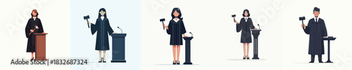 vector full body of man judge stand banging the gavel of justice