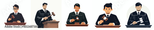 vector male judge banging the gavel of justice
