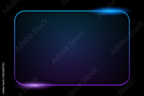 Glowing blue and purple glass style frame on dark background, featuring soft neon highlights and smooth rounded edges suitable for modern UI or digital design themes