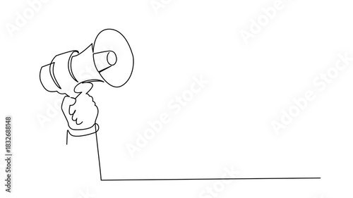 Continuous Line Drawing of Hand Holding Megaphone