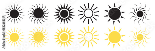 Sun icons collection. Sunshine vector sign. Vector illustration