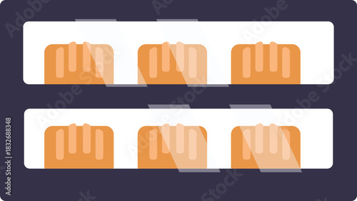 Organized Inventory Stock on Dark Shelves E-commerce Concept