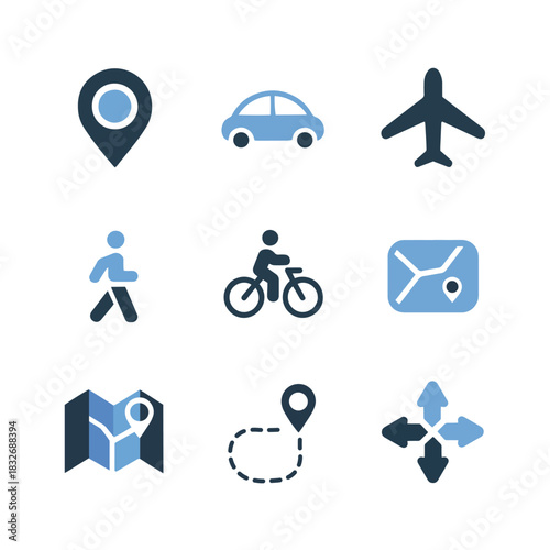 Vector navigation silhouette icon set