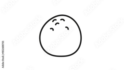 Simple line drawing of a coconut with three small curved lines representing its eyes and mouth on a white background
