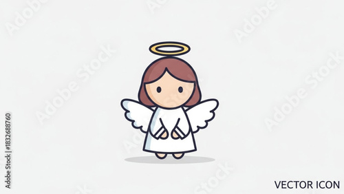 Cute cartoon angel with wings and halo a simple and adorable vector illustration representing innocence protection and heavenly beings perfect for various design projects