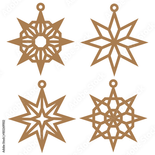 Christmas star ornament  vector cartoon illustration