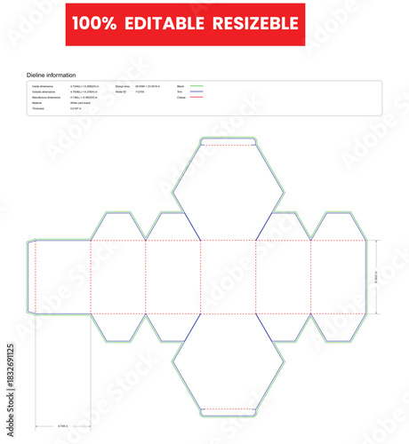 dieline template box dieline die lines packaging tuck end box variations hexagon custom dieline  box cardboard box dieline pizza box dieline printable product packaging layout,
