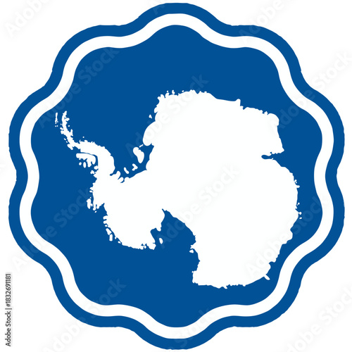 Antartica map design on flag colour badge shape icon, antartica's badge sticker with flag colors	