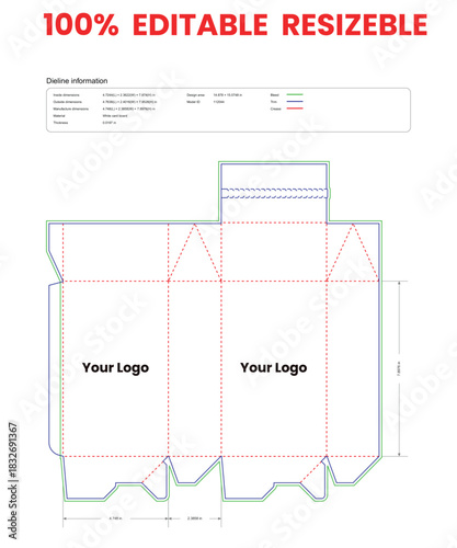 dieline template box dieline die lines packaging tuck end box with zipper custom dieline  box cardboard box dieline pizza box dieline printable product packaging layout,
