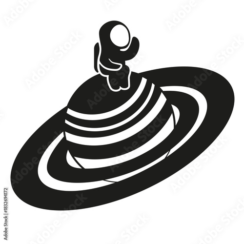 Modern vector Astronaut on the Saturn isolated transparent background. Creative cut cosmic vector illustration can used t-shirt hoodies print template design. Child room wall decor. EPS 10 Editable 