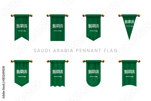 Saudi Arabian National Flag Vertical Hanging Banner with Classic Pole