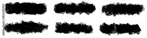 Linocut textures meet grunge roller smears and heavy paint trails. Brush motion repeats in each brush mark, adding textured paint and strong roller energy.