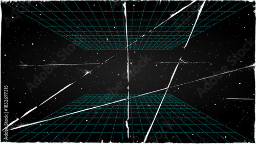 3D wireframe perspective grid room template design vector illustration background. Empty three dimensional virtual room perspective wireframe grid geometric sketch. Cyber virtual line interior frame