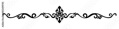 Vintage line design, black scroll line with Thai pattern