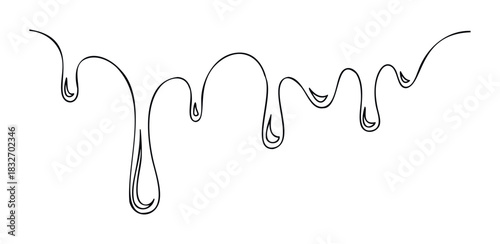 Flowing liquid dripping down in a continuous line style, perfect for slime or paint effects in graphic projects and abstract visualizations.