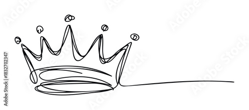 Minimalist black line drawing of a royal crown symbolizing power and leadership, perfect for emblems or branding related to authority and sovereignty.