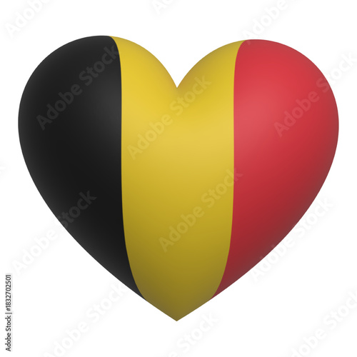 Belgian heart flag 3d icon vector illustration 
