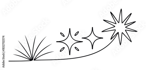 Sparkling starbursts and radiating lines create a dynamic visual flourish suggesting growth, energy, and celebration, perfect for use in celebratory graphics or motivational visuals.