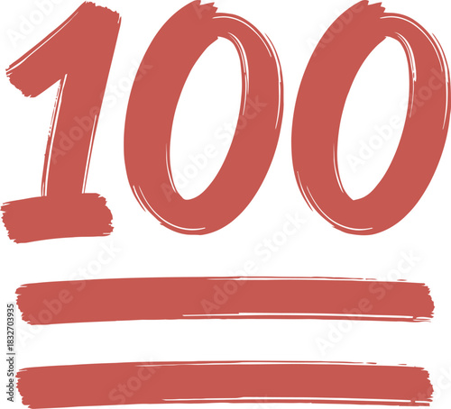 Red hundred points score emoji symbol with brush strokes, showing perfection, excellence, achievement, and success Vector