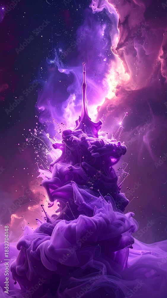 Fototapeta premium Mystical Purple Cloudscape - An Ethereal Dance of Color and Light.
