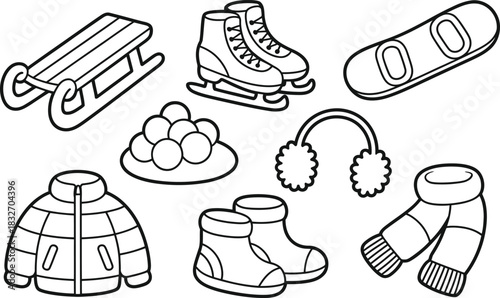 Collection of Winter Sports and Clothing Icons