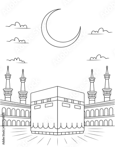 kabab Makkah Hajj Islam Mosque Ramadan Silhouette Illustration