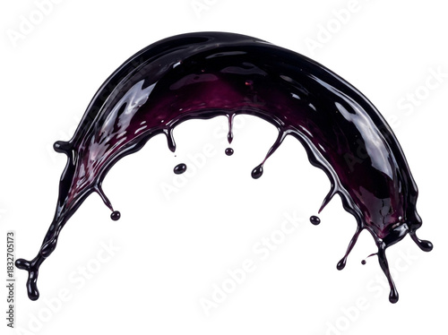 Dark Purple Liquid Splash Frozen in MidAir. isolated on transparent background