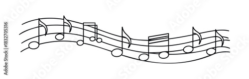 Sheet music with musical notes and staff lines, perfect for compositions, melody creation, and educational materials related to music.