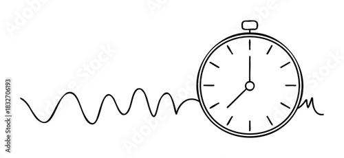 Stylized stopwatch with sound wave graphic representing the passage of time and audio, perfect for technology or music concepts.