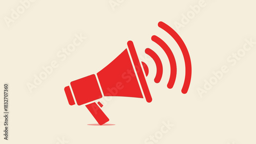 Red Megaphone Announcement Icon – Communication and Alert Symbol Illustration