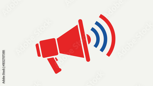 Red Megaphone Announcement Icon – Communication and Alert Symbol Illustration