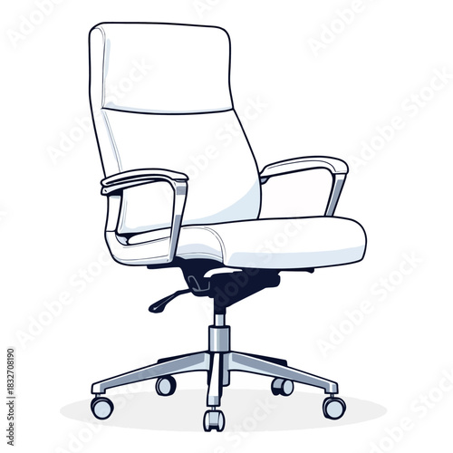 Vsai white leather executive office chair on wheels