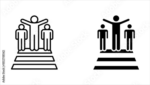 Crosswalk icon set. Pedestrian crossing sign. Zebra crossing simple on white background