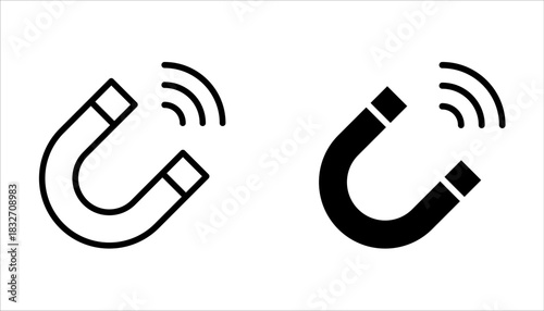 magnet icons set, vector, sign, symbol, logo, illustration, editable stroke on white background