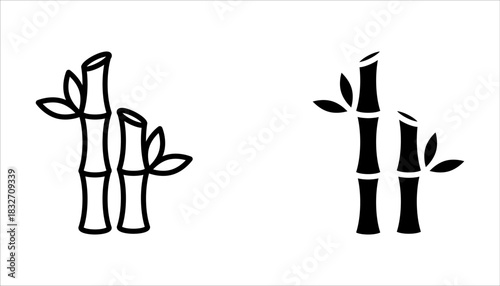 bamboo icon set. Linear style sign for mobile concept and web design. bamboo symbol illustration on white background