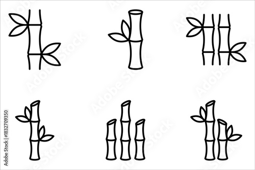 bamboo icon set. Linear style sign for mobile concept and web design. bamboo symbol illustration on white background