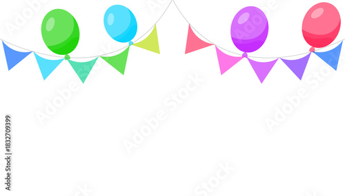 Colorful Balloons and Pennant Banners for Party Decor