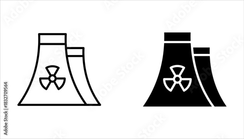 Nuclear icon set, Power Plant, Radiation icons. Radiation symbols isolated on white background.