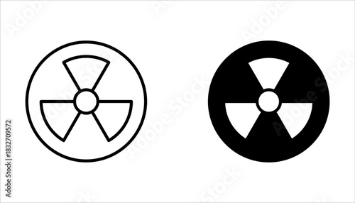 Nuclear icon set, Power Plant, Radiation icons. Radiation symbols isolated on white background.