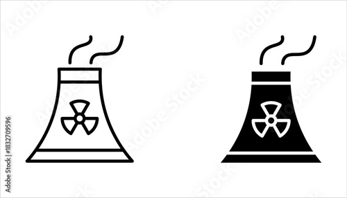 Nuclear icon set, Power Plant, Radiation icons. Radiation symbols isolated on white background.
