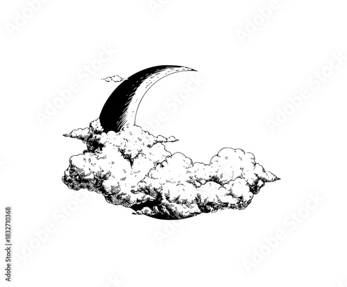 Moonlit Dreams: Night Cloudy Visions | Clean, isolated vector art for creative projects.