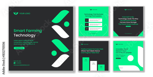 Social Media Post With Modern Smart Farming Technology Concept Design Illustration