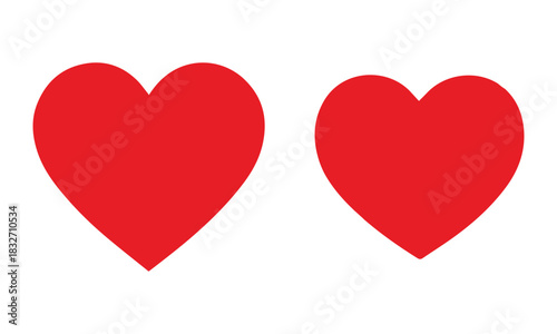 Red Heart Icon. Valentine red heart icon. Stylised heart shape isolated on white background. vector illustration eps file. 