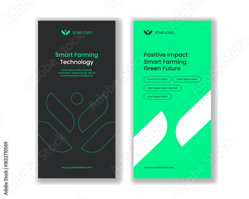 Vertical Banner Featuring Clean Modern Smart Farming Technology Theme