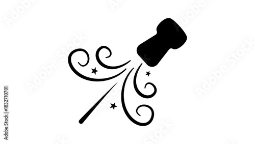 Christmas party symbol, black isolated silhouette