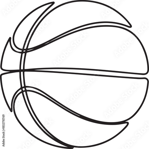 continuous line of basketball.one line drawing of vector illustration. line art isolated. one line Icon drawing
