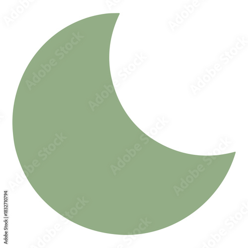 Green Abstract Crescent Moon