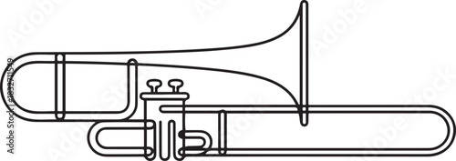 Trombone continuous one line drawing pro vector illustration, Thin line icon. one line Icon drawing