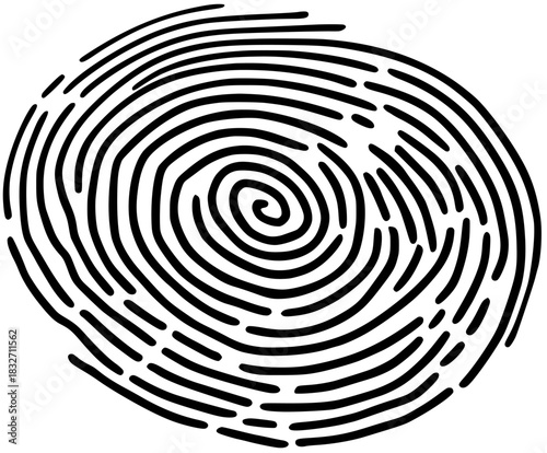 Whispers Unknown: Black White Fingerprint | Clean, isolated vector art for creative projects.