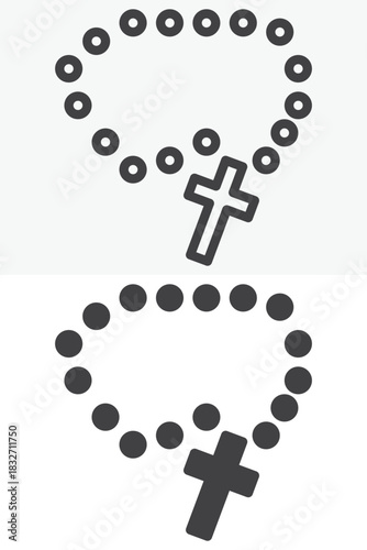 Rosary beads vector icon in line and solid different style